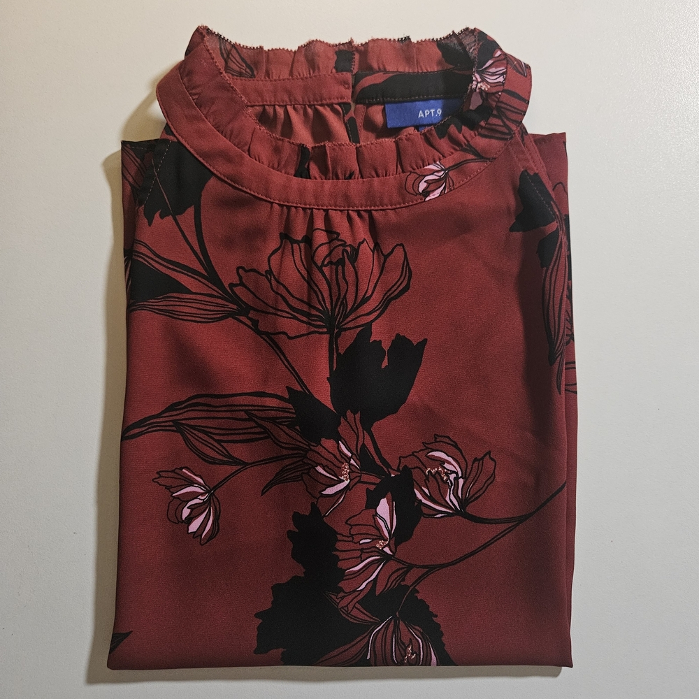 NWOT Floral Red Blouse